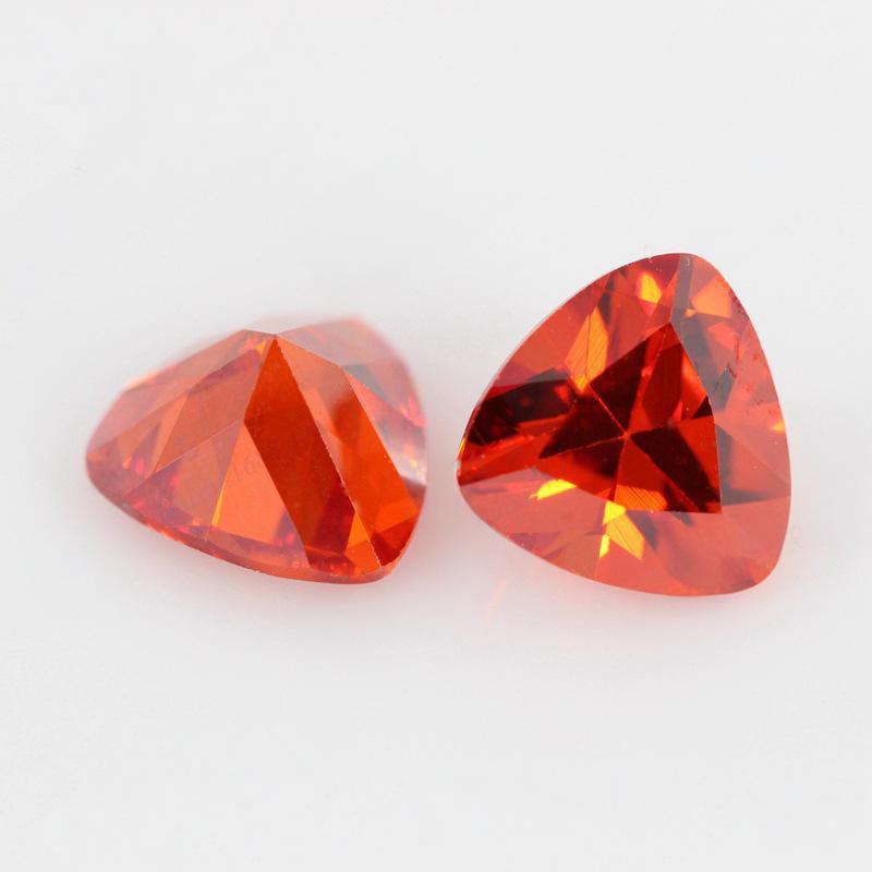 桔红色肥三角形锆石裸石 胖三角橘红CZ戒面饰品主石批发