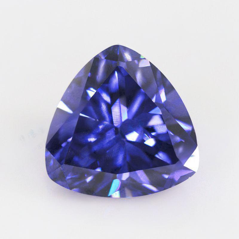 肥三角形坦桑兰锆石裸石批发 胖三角形坦桑蓝人造CZ宝石
