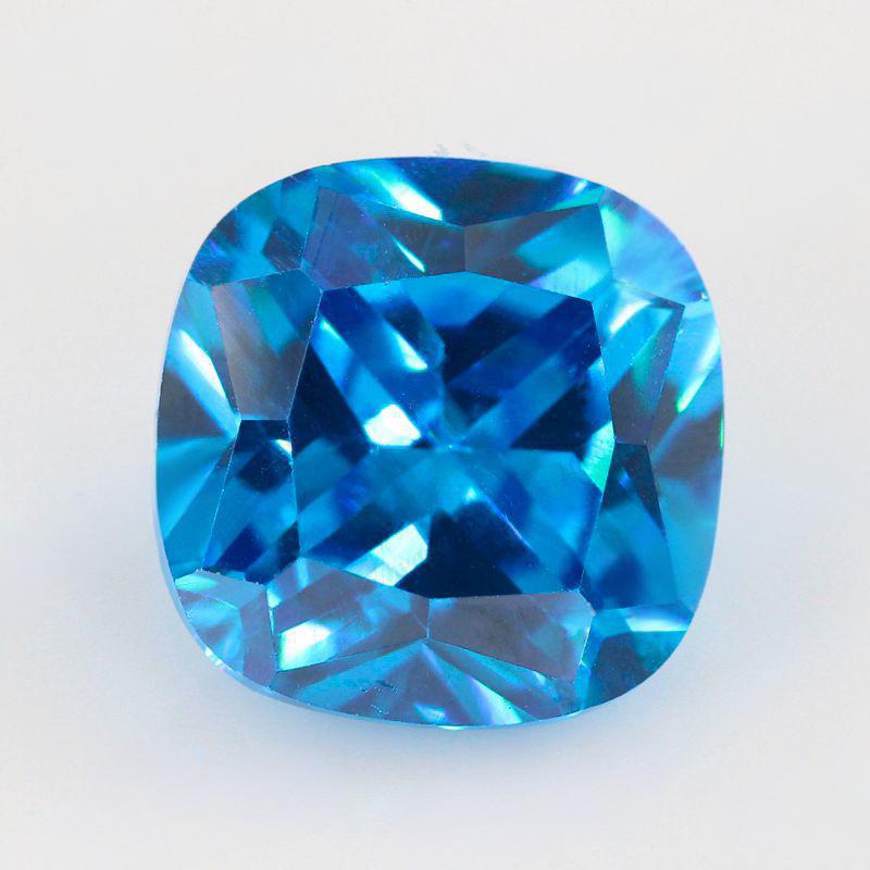 肥正方海蓝色锆石裸石批发 枕形尖底戒面海兰锆宝石配石