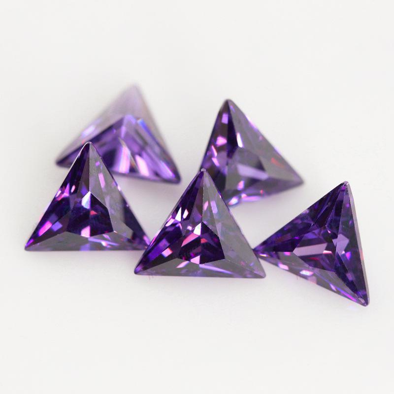 三角形直角紫红锆石裸石 直三角人造CZ尖底宝石饰品主石