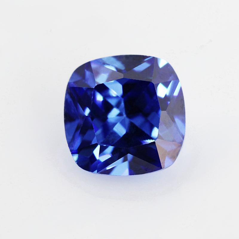 肥正方形宝蓝锆裸石批发 枕形锆石戒面兰锆宝石戒托主石