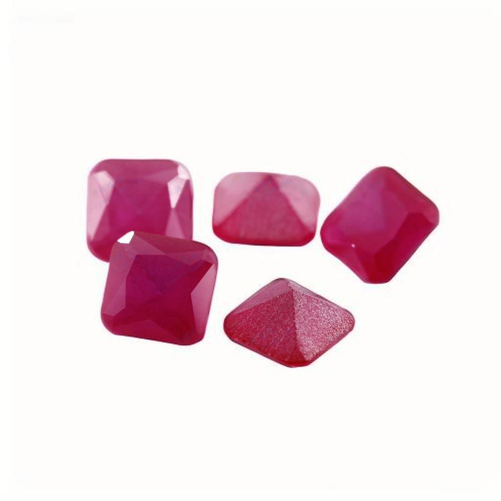 正方形倒角5#红刚玉磨砂底裸石 5号合成红宝石Ruby沙底