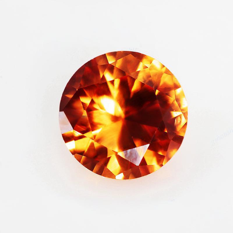 55#橙刚玉戒面裸石 圆形戒面桔红橙色合成蓝宝石仿钻