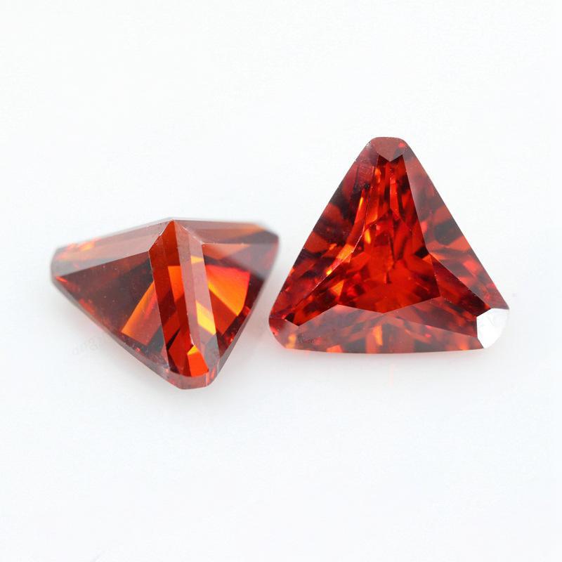 石榴红色三角形倒角锆石裸石 倒三角尖底大红色人造CZ
