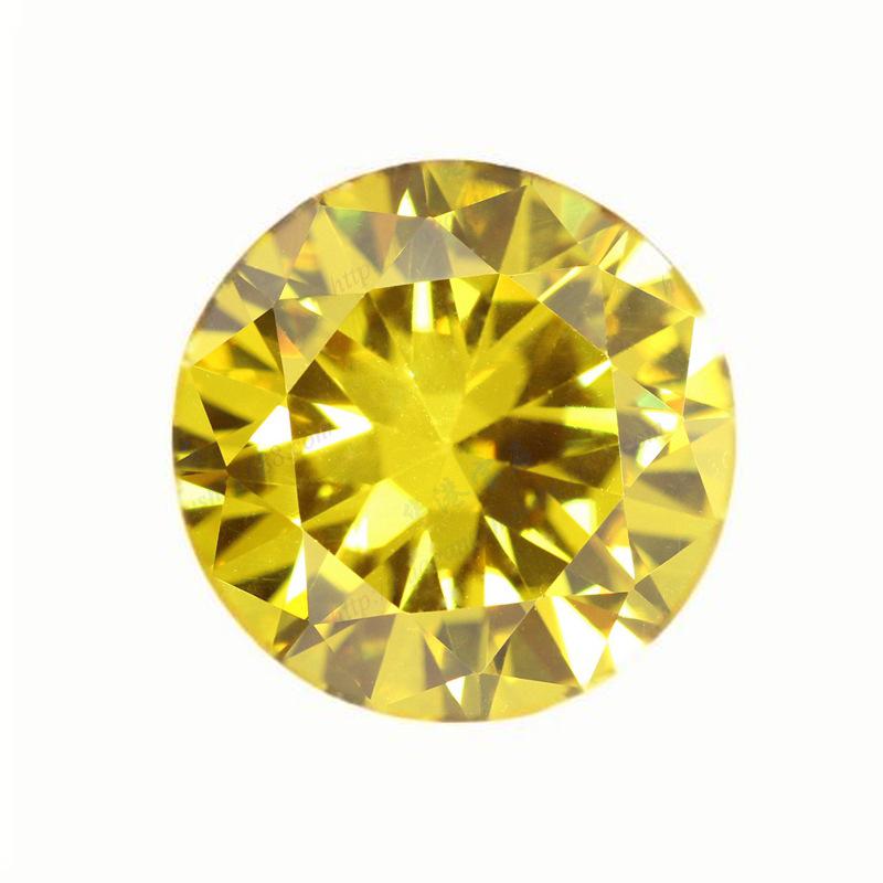 圆形金黄色锆石裸石戒面 人造皓石合成立方氧化锆CZ仿钻