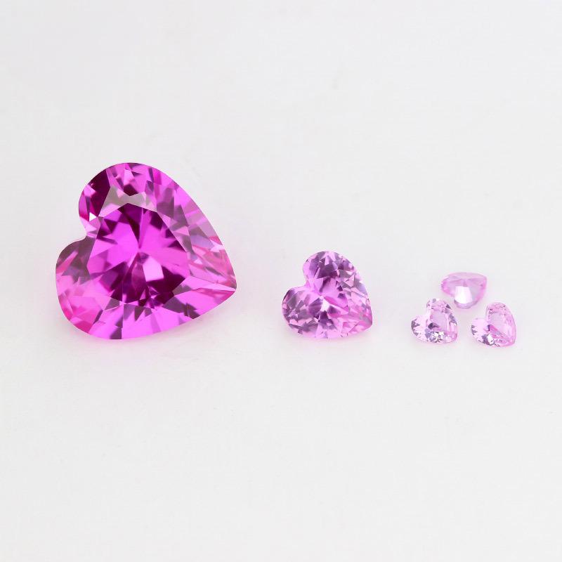 心形2#粉刚裸石高仿钻 人工合成红刚玉红宝石饰品主石