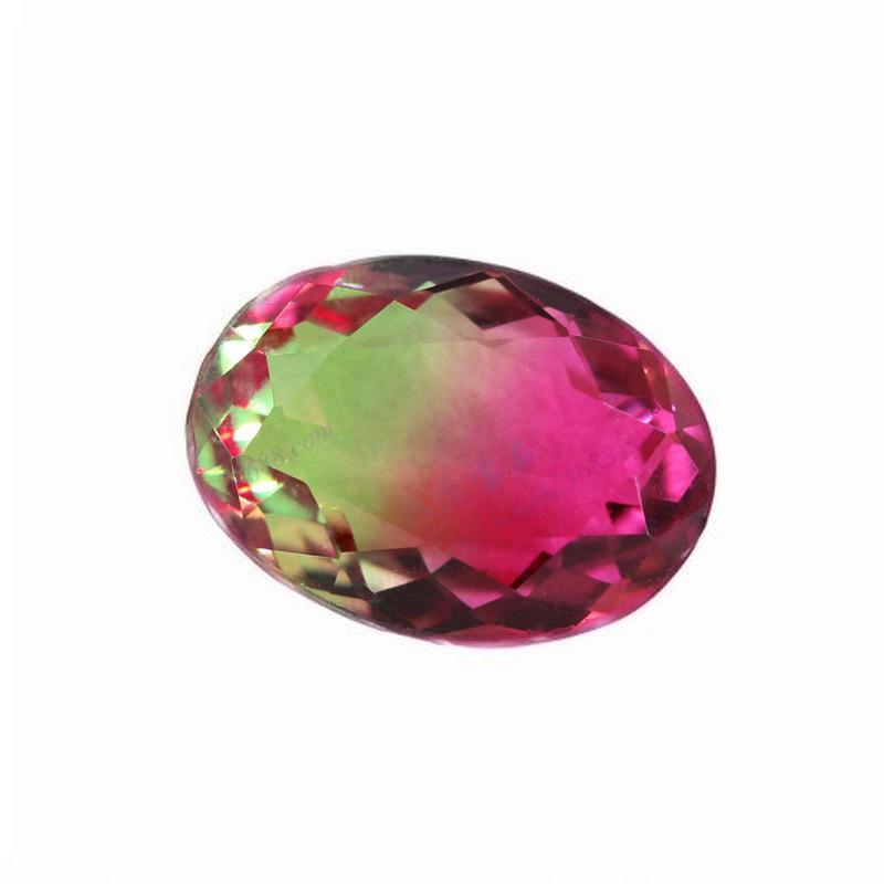 蛋形合成西瓜碧玺玻璃裸石 椭圆形红绿渐变戒面宝石批发