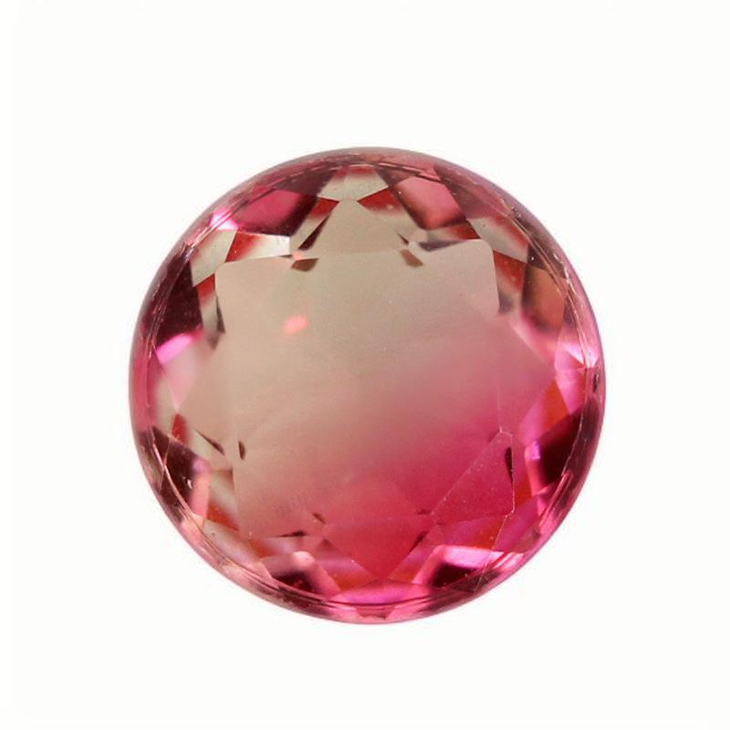 圆形合成西瓜碧玺玻璃裸石 桃红色尖底宝石吊坠BX09