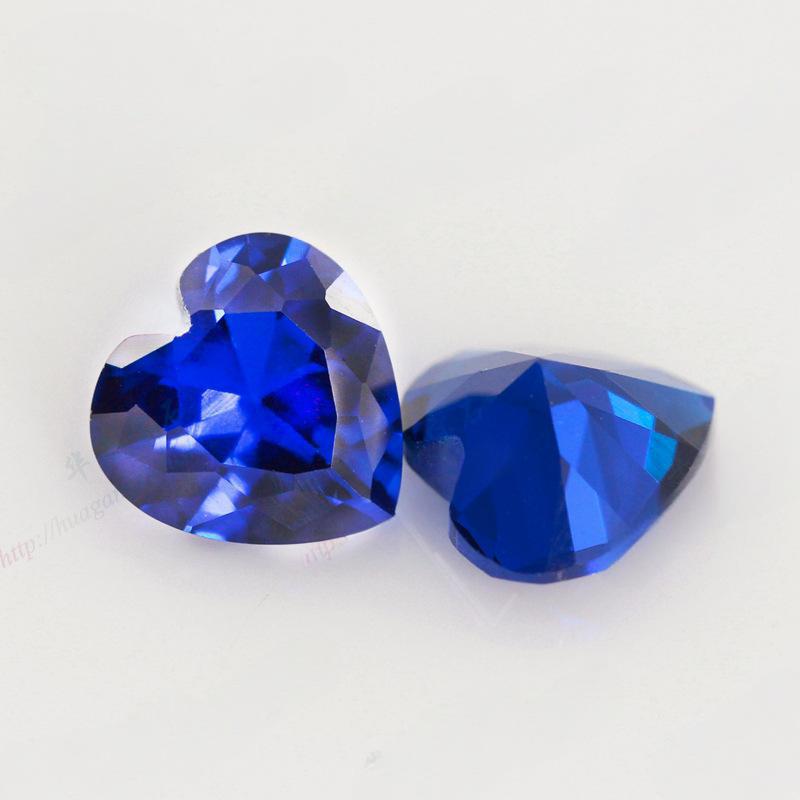 心形113#蓝尖晶石裸石 人造尖晶兰宝石彩色戒面113号