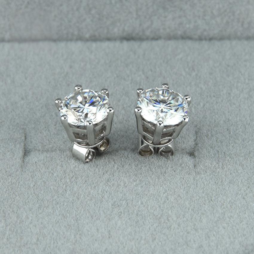 925银经典六爪1克拉莫桑石耳钉简约气质耳饰现货