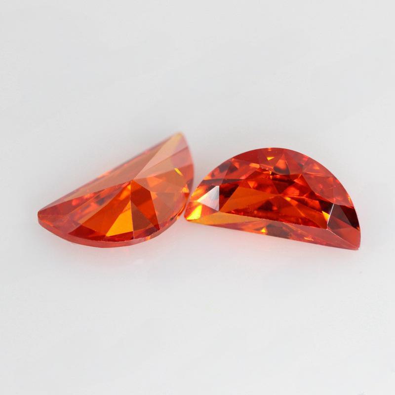 半月形桔红色锆石裸石 月亮形橘红色宝石镶嵌美甲钻批发