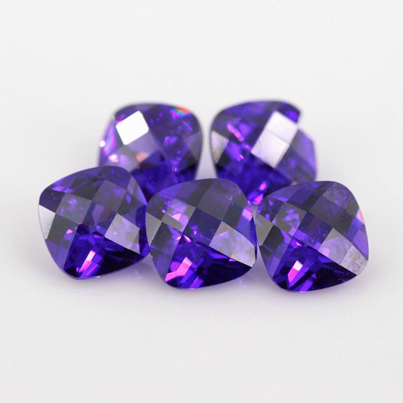 肥正方形尖底龟面紫蓝锆 枕形格子面紫兰锆裸石宝石批发