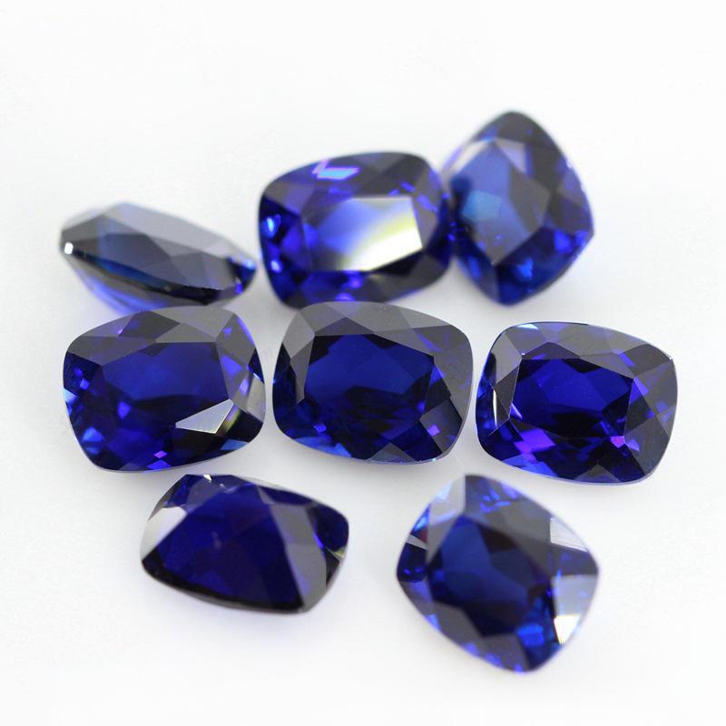 天然底肥长方形34#蓝刚玉裸石 人造合成蓝宝石戒指戒面