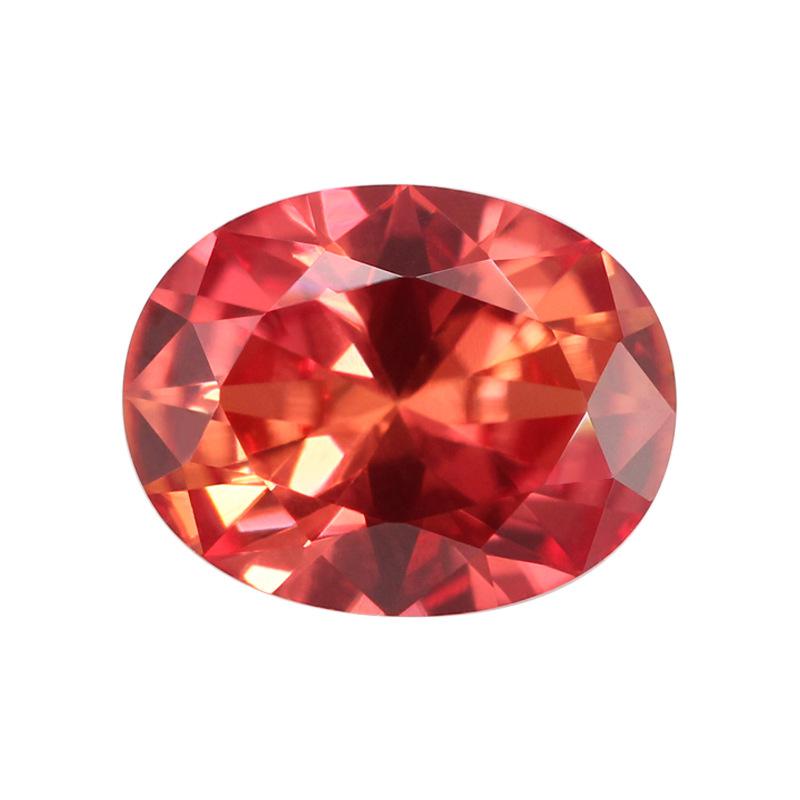 蛋形57#橙色刚玉裸石批发 椭圆形橙刚合成蓝宝石戒面钻