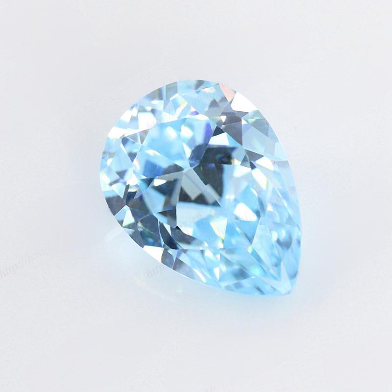 梨形浅海蓝锆裸石批发 水滴形仿托帕石蓝宝石吊坠配件