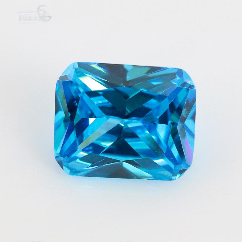 长方形倒角车花海蓝锆批发 海兰锆石宝石裸石立方氧化锆