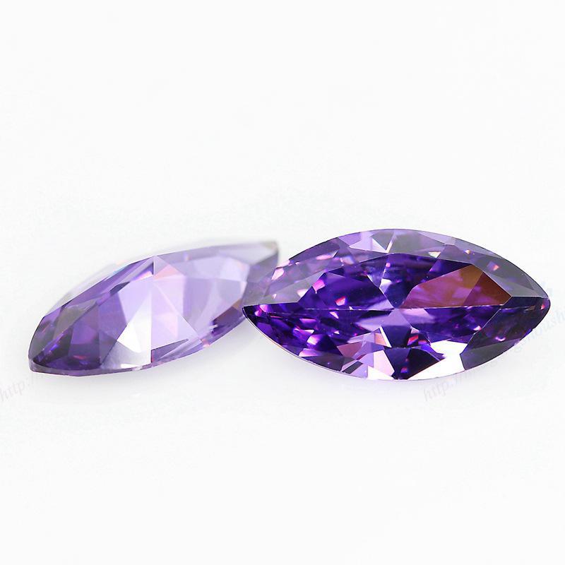 马眼形紫红色锆石裸石 树叶形紫色人造CZ钻皓石饰品戒面