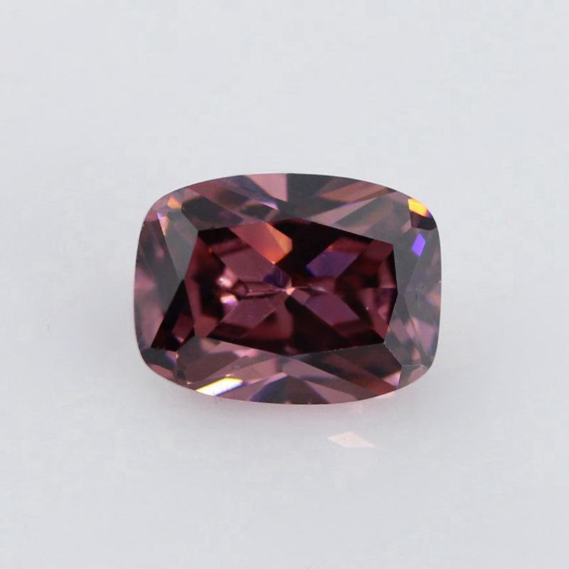 肥长方形胭脂色锆石裸石 胭锆枕形尖底彩色宝石戒面首饰