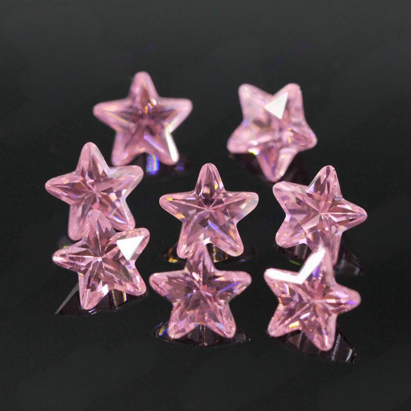 浅粉红色五角星锆石裸石 粉色合成立方氧化锆cz宝石皓石