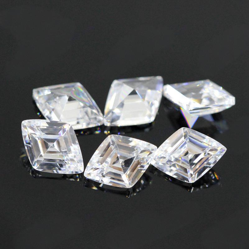 菱形白色锆石裸石批发 无色透明合成立方氧化锆宝石戒面