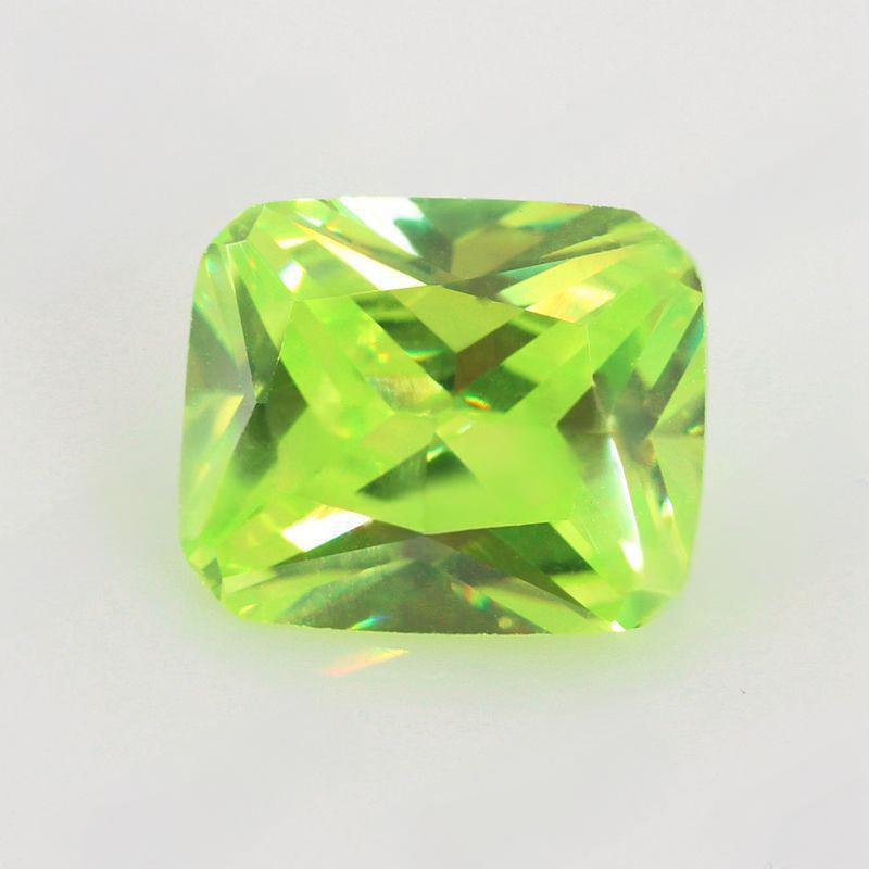 长方倒角苹果绿锆石裸石 小八角尖底果绿色皓石CZ戒面