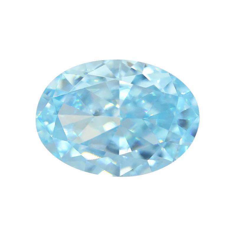 9A蛋形冰花切浅海蓝色高碳钻 椭圆形锆石CZ裸石戒主石批