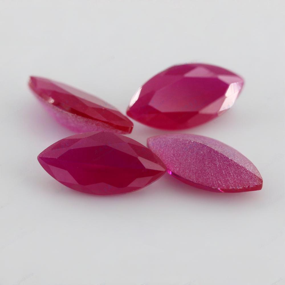 马眼5#红刚玉磨砂底戒面裸石 叶子形5号合成红宝石沙底