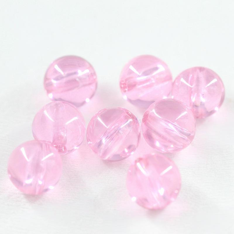 全孔串饰珠子粉红色锆石批发 圆形散珠打孔