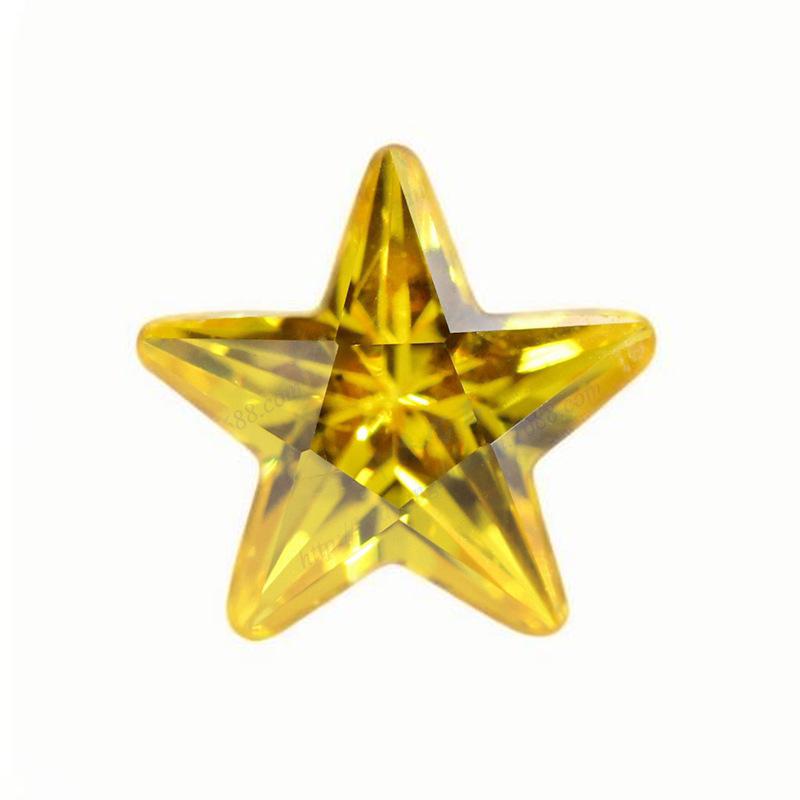 AAA五角星形金黄色锆石 梧州cz人造宝石皓石 锆石厂家