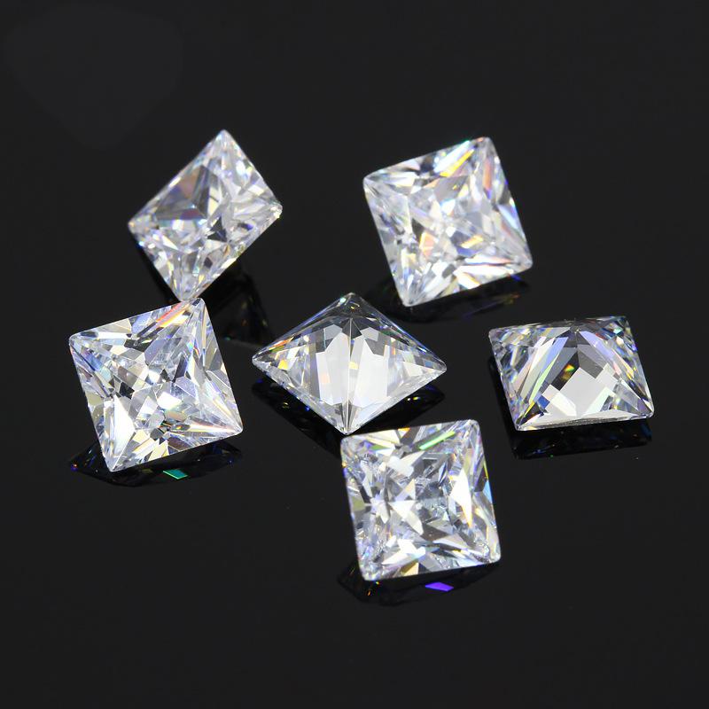 5A正方形直角白色锆石裸石 公主方CZ钻珠宝戒指戒面