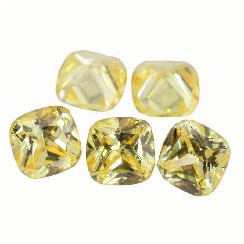 肥正方形鹅黄色锆石裸石批发 枕形柠檬黄戒面CZ皓石AAA