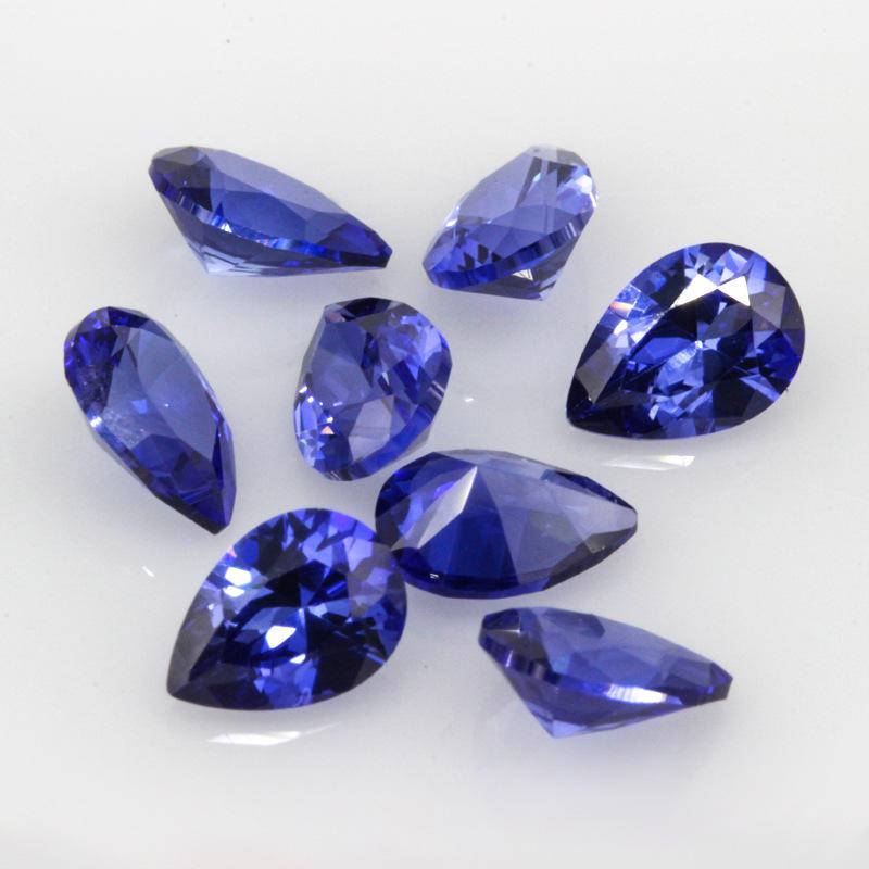 梨形33#蓝刚玉戒面裸石批发 人造蓝宝石批发33号水滴形