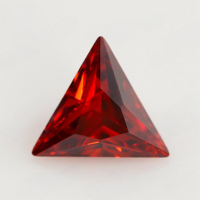 三角形直角石榴红锆石裸石 直三角大红宝石尖底戒面批发
