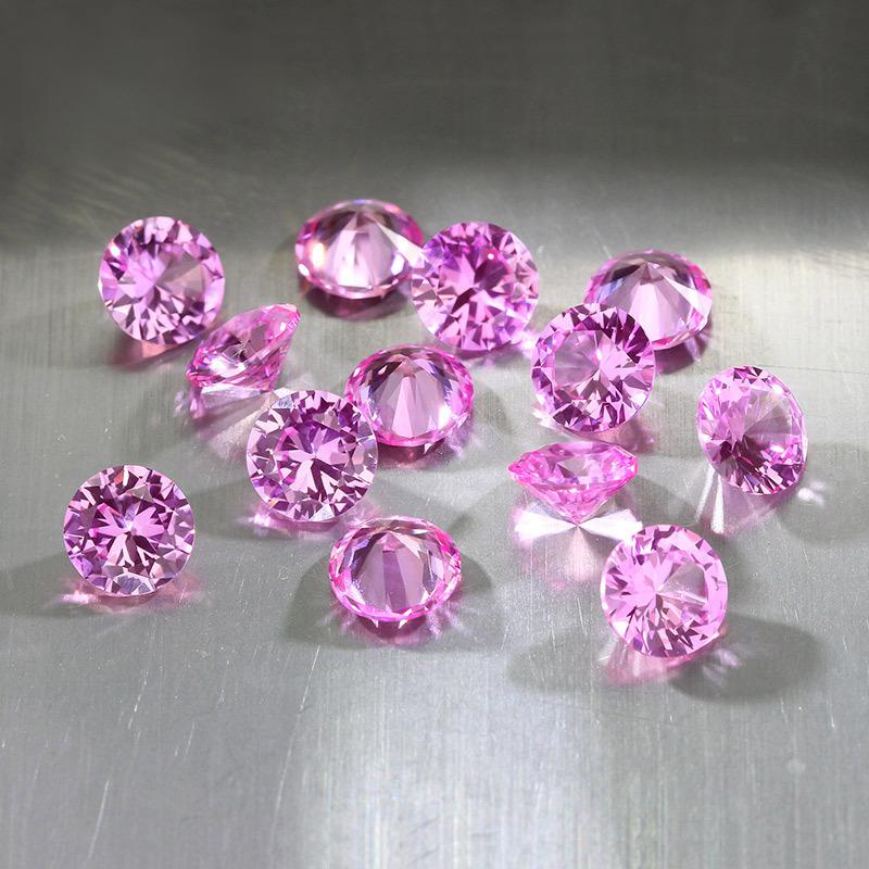圆形2#粉刚裸石批发 2号红刚玉人造红宝石尖底戒面饰品