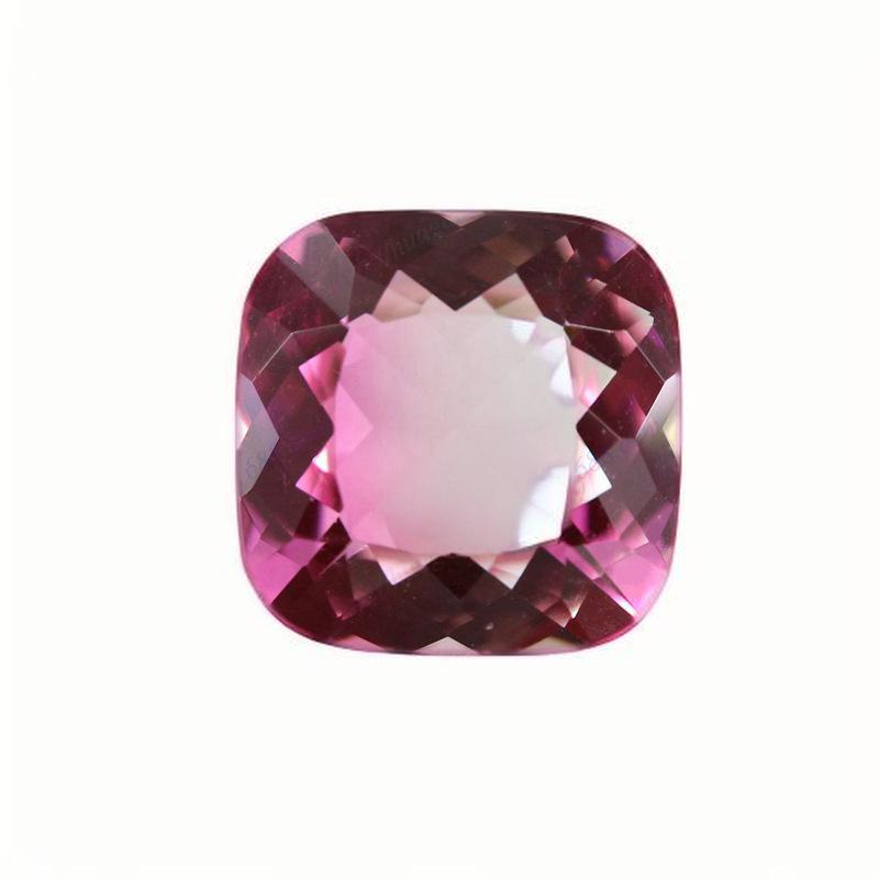 肥正方合成西瓜碧玺裸石 枕形玫红色尖底玻璃批发BX08