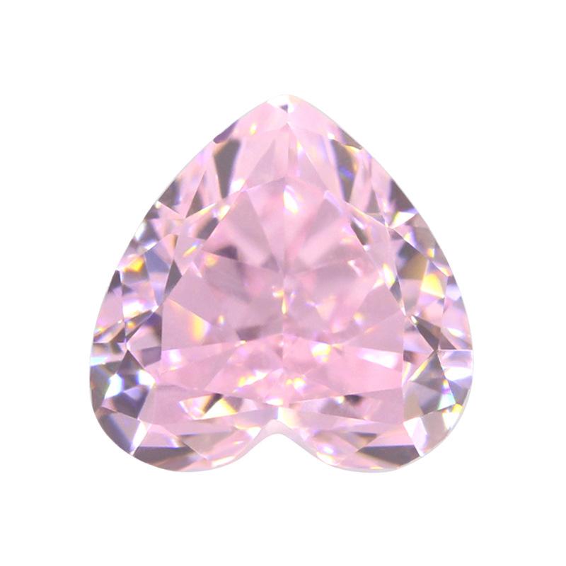 9A心形冰花切高碳钻 浅粉色 首饰 DIY锆石裸石戒面主石