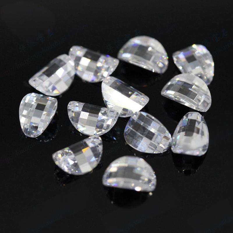 白色立方氧化锆石元宝形裸石 宝石白锆仿真钻配件批发