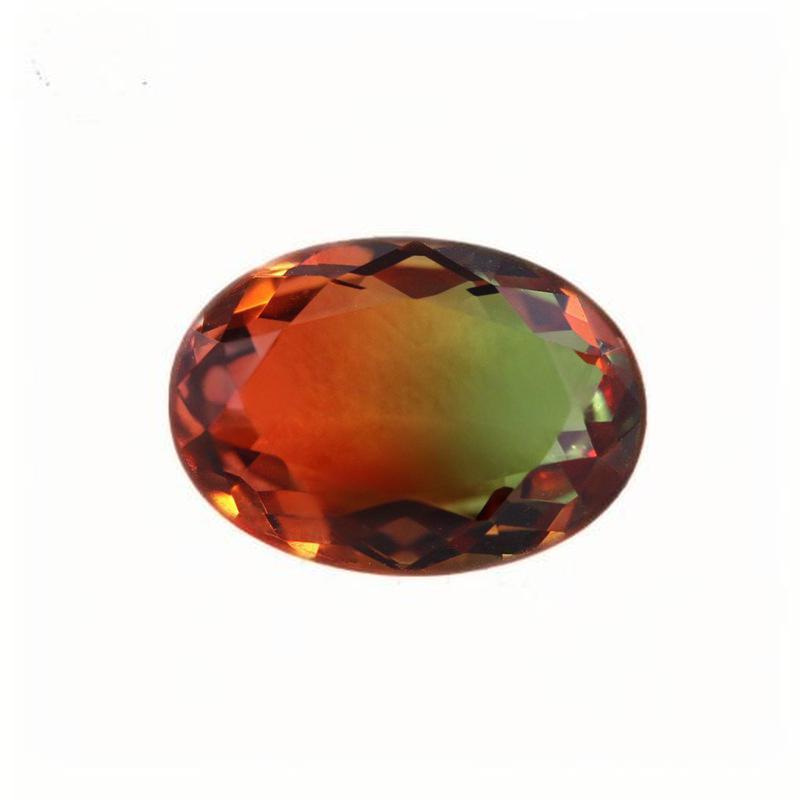 蛋形西瓜碧玺玻璃裸石批发 椭圆形尖底彩色宝石戒面首饰
