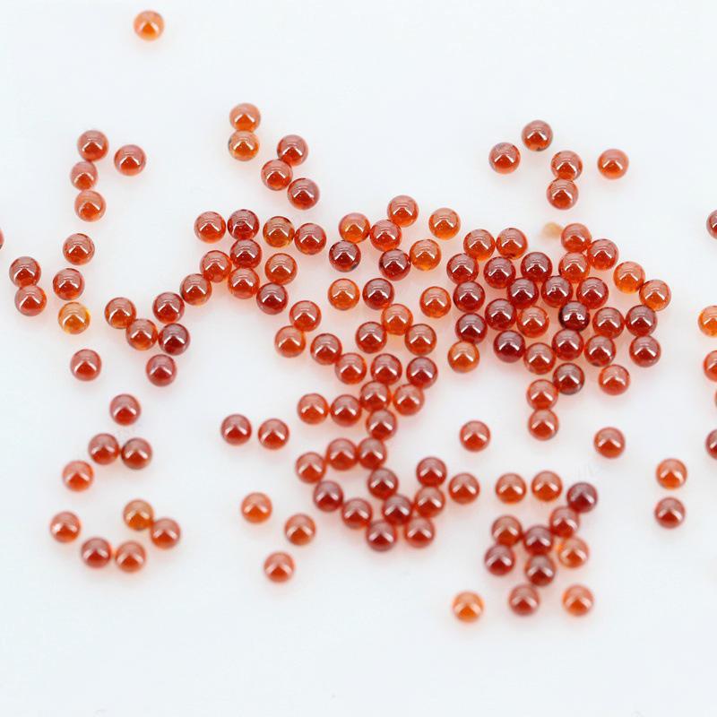 圆珠浅石榴红锆石裸石 球形光珠人造宝石镶首饰品散珠