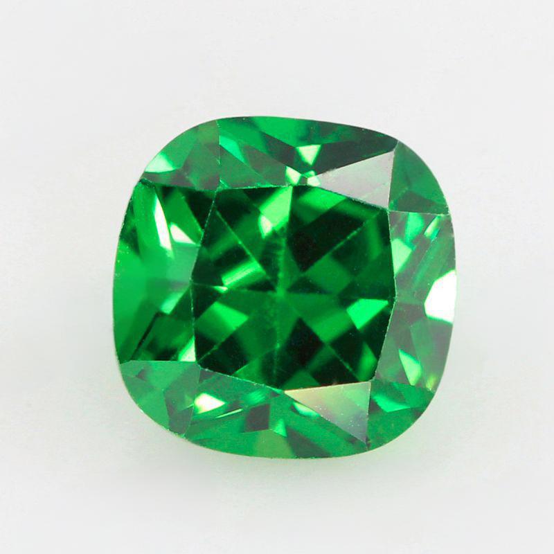 肥正方形绿色锆石裸石批发 枕形AAA皓石祖母绿色宝石