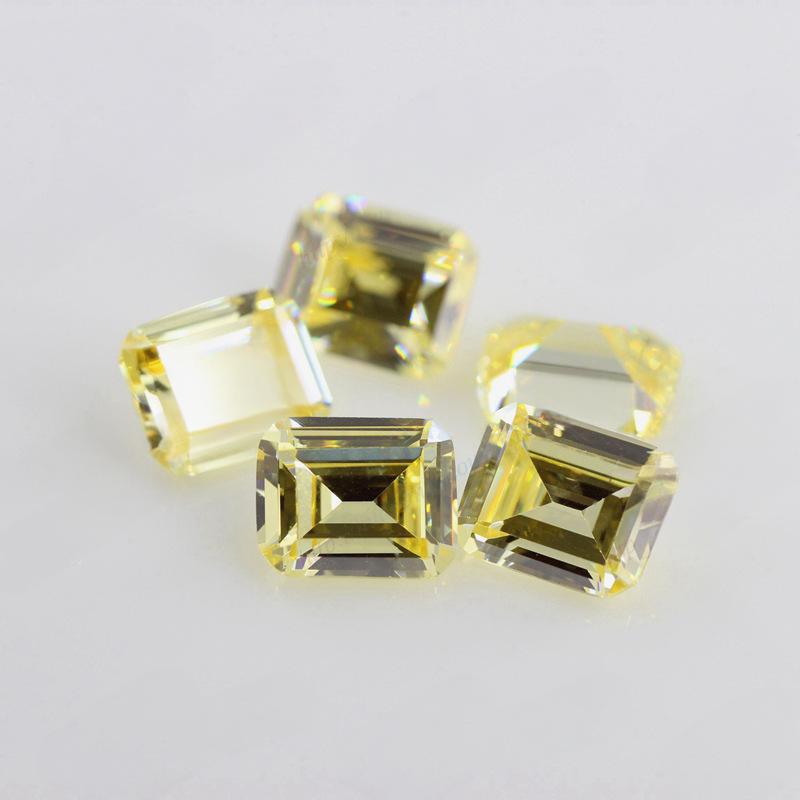 长方倒角车平鹅黄锆裸石批发 祖母绿切割柠檬黄锆石宝石