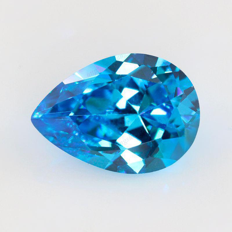 梨形海蓝锆裸石批发 水滴形海兰色立方氧化锆CZ宝石首饰