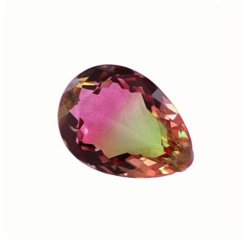 梨形合成西瓜碧玺裸石批发 水滴形彩色戒面宝石BX04