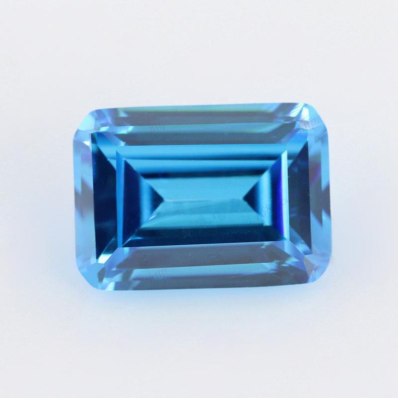 长方形倒角车平海蓝色锆石裸石戒面 天空蓝皓石CZ蓝宝石