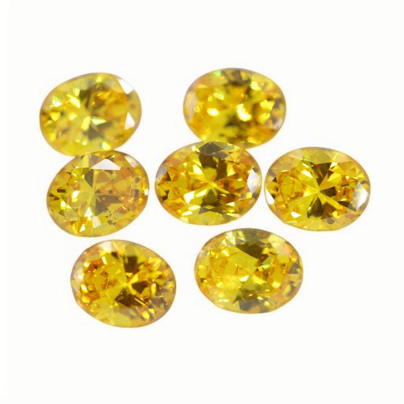 5A蛋形金黄色锆石裸石戒面 椭圆形立方氧化锆