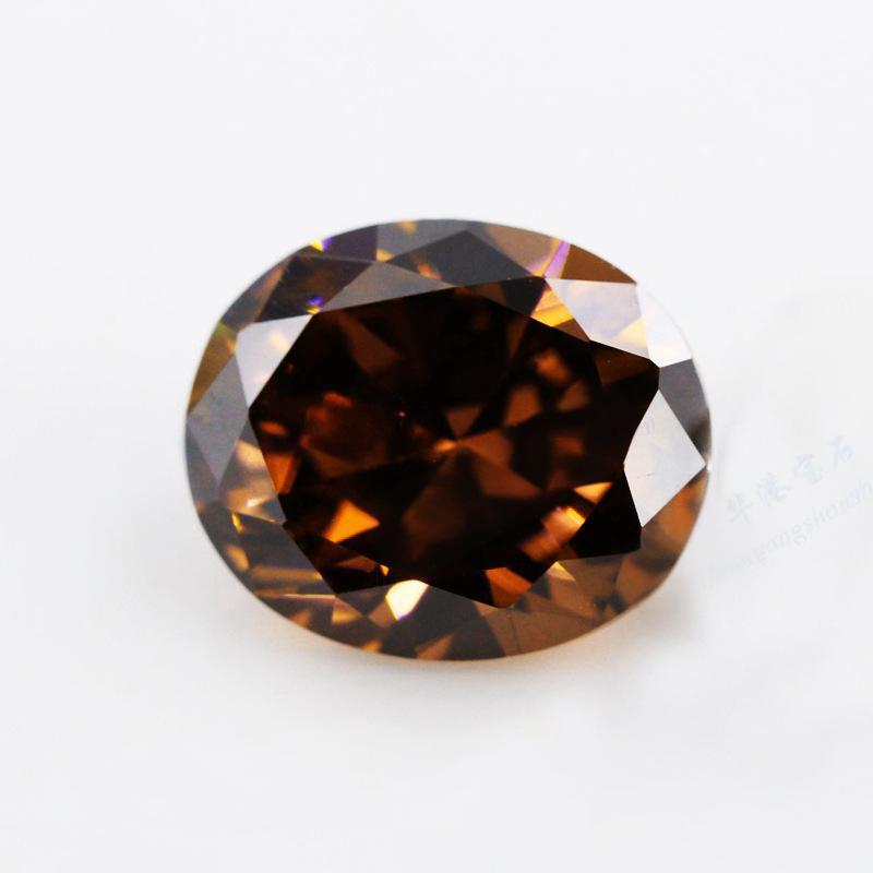 蛋形咖啡色锆石裸石尖底 椭圆形戒面人造CZ宝石皓石裸钻