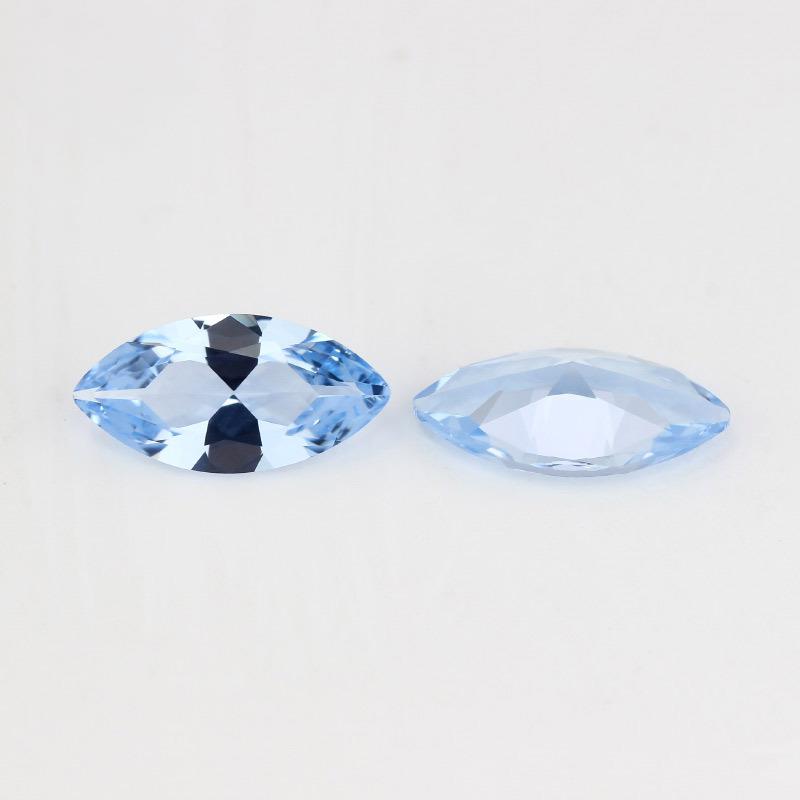 马眼形104#浅蓝尖晶石裸石 树叶形尖底浅蓝色宝石首饰