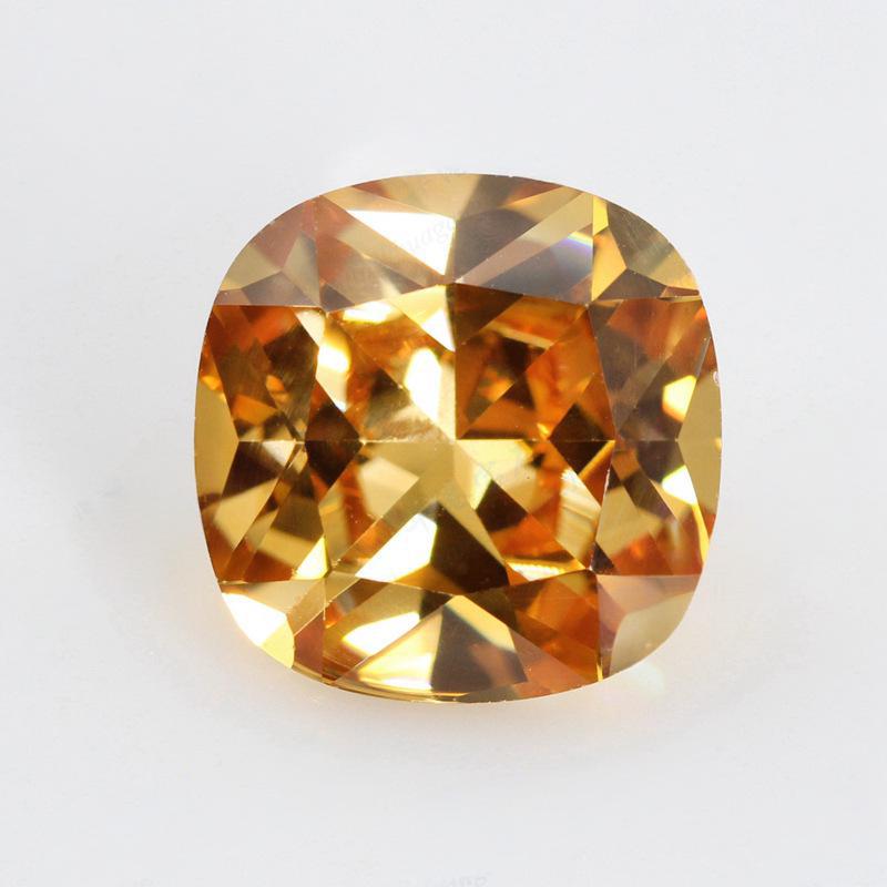 肥正方形香槟色锆石裸石批发 肥方枕形戒面AAA皓石戒指