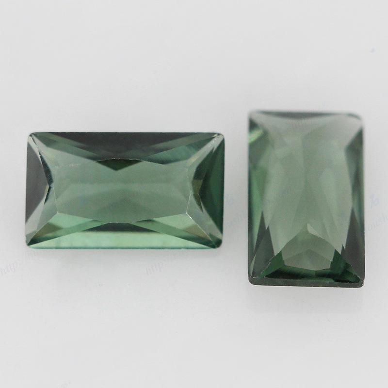 长方形直角车花152#绿尖晶裸石 人造绿色宝石戒面散珠