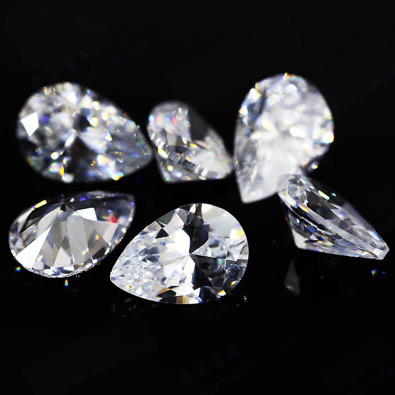 AAAAA水滴形白色锆石裸石戒面 梨形合成立方氧化锆CZ钻